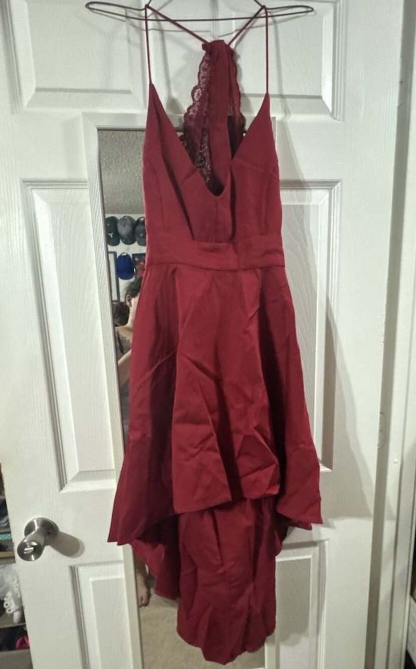 YOINS High-Low Dress Size M Red Lace Backless Formal